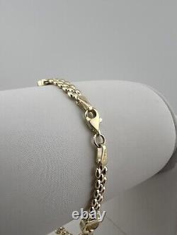 Women's 9ct Yellow Gold Bracelet 5mm Wide 7.5 Inch Full UK Hallmark