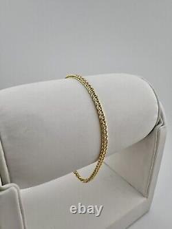 Women's 9ct Yellow Gold Bracelet Square Spiga Link 7.5 Inches UK Hallmark
