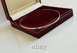 Women's 9ct Yellow Gold Thin Bangle Bracelet -Diamond Cut Design- From H. Samuels