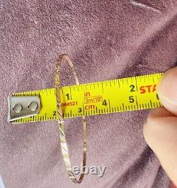 Women's 9ct Yellow Gold Thin Bangle Bracelet -Diamond Cut Design- From H. Samuels