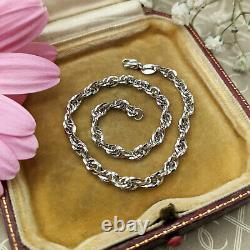 Women's White Gold Prince of Wales Bracelet, Ladies 9ct Rope Bracelet 7.5 inch