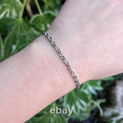 Women's White Gold Prince of Wales Bracelet, Ladies 9ct Rope Bracelet 7.5 inch