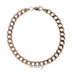 Womens 9ct Rose Gold Curb Bracelet 7