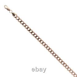 Womens 9ct Rose Gold Curb Bracelet 7