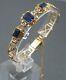 Womens Bracelet 9ct Gold & Royal Blue Sapphire Art Nouveau Style Vintage