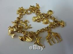 Wonderful 9ct Gold 7 Belcher Charm Bracelet with 20 charms