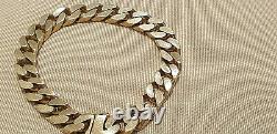 Wow Heavy Solid 9ct Gold Curb Link Bracelet Full Uk H, Marks 63. Grams Weight