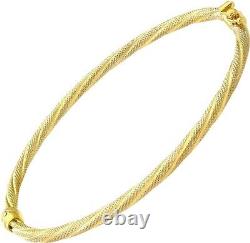 Yellow Gold Women's Bracelet 9ct, Twisted Net Texture Clip Bangle Elegano
