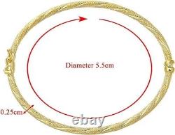 Yellow Gold Women's Bracelet 9ct, Twisted Net Texture Clip Bangle Elegano