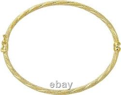 Yellow Gold Women's Bracelet 9ct, Twisted Net Texture Clip Bangle Elegano